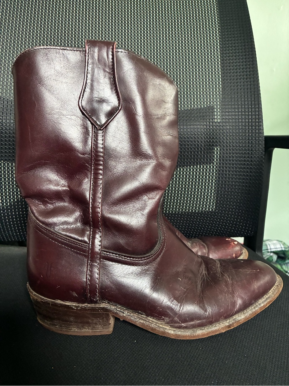 Vintage Frye 3150 Western Cowboy Boots Mens 8.5D Burgundy Oxblood USA
